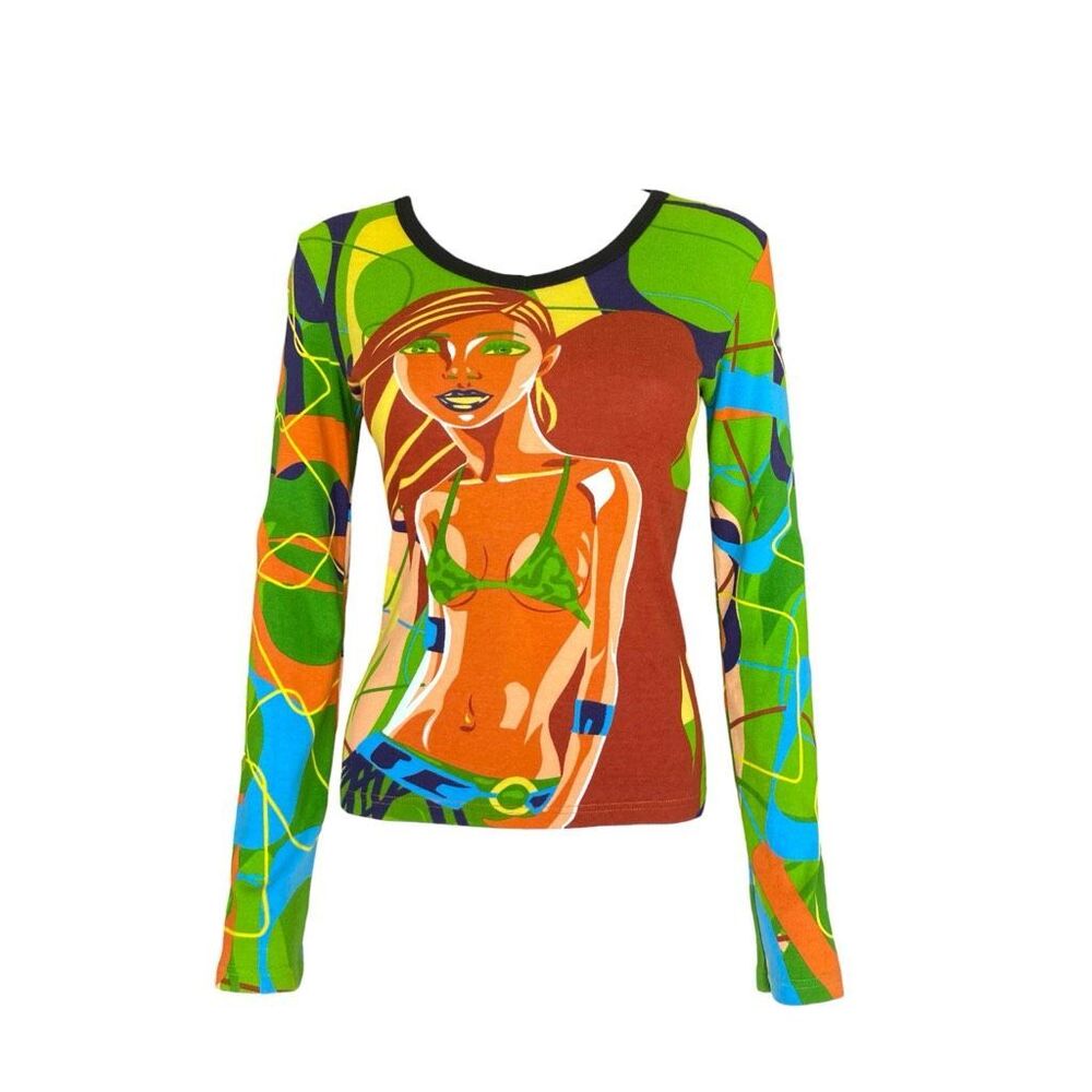 euro vintage bikini girl graphic top